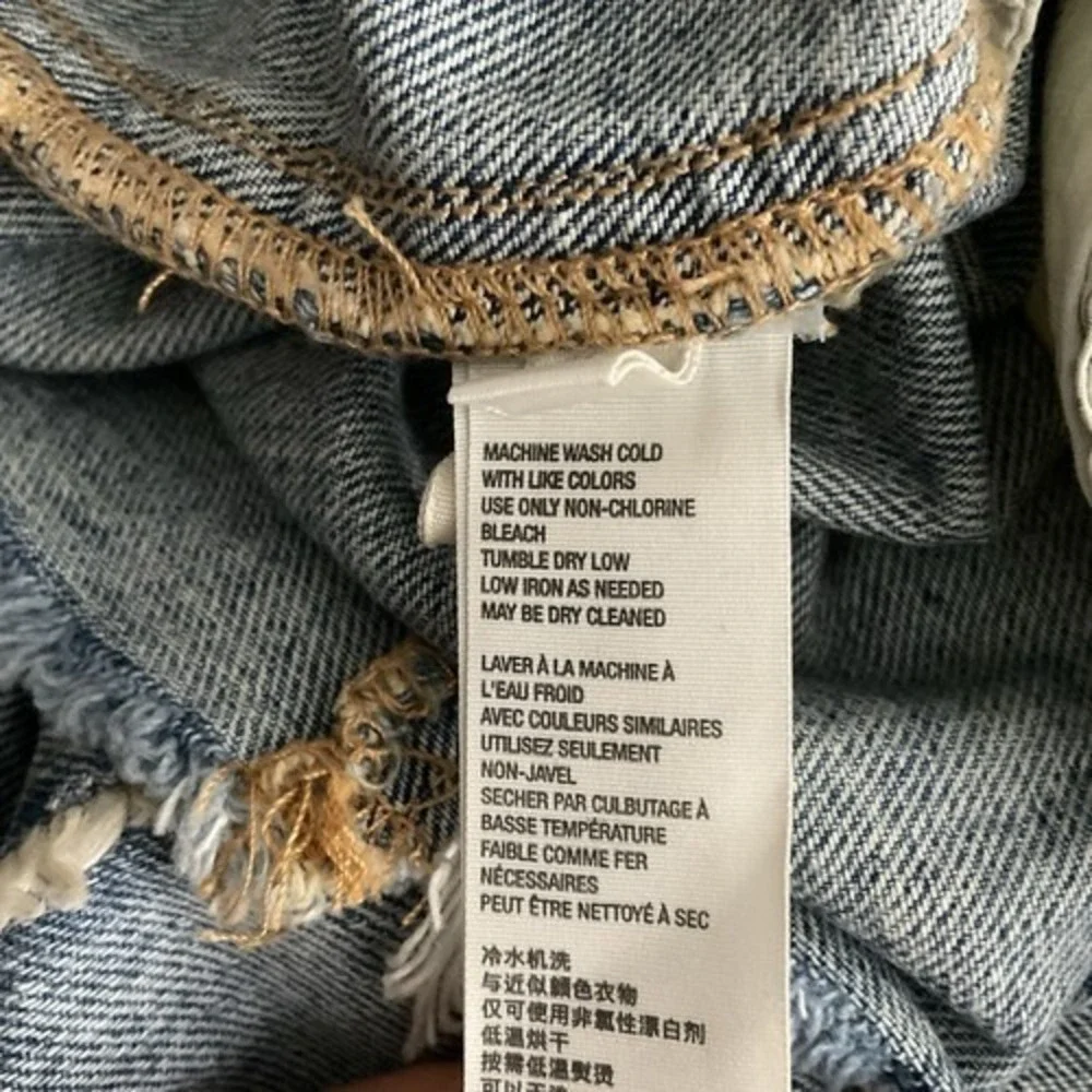 Free People Blue Distressed‎ Button Fly Cutoff  Mini Jeans Skirt Women 29 China